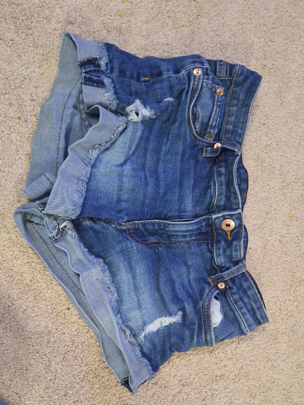Distressed Dark Blue Denim Cutoff Shorts